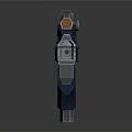 Futuristic Sci-Fi Gun With Metallic Texture Blue Gray Color And Detailed Components