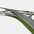 Modern Interchange Bridge With Multi Level Roads Green Vegetation And Aerial View 3d model