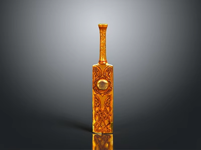 Golden Ornate Sculpture Carving With Intricate Patterns And Slender Decorative Design 3d model