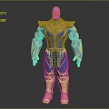 Thanos Character Model With Purple Skin And Gold Blue Armor In Standing Pose