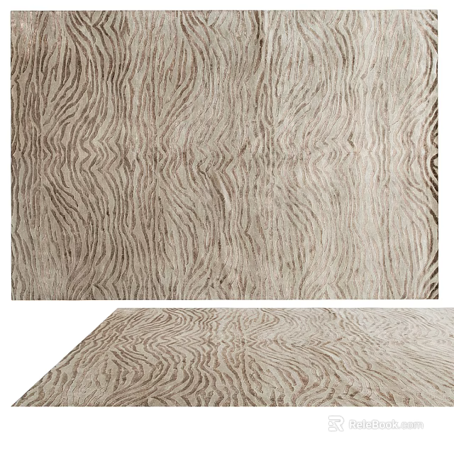 Square Carpet With Wavy Beige Texture For Modern Living Room Home Decor 3d model 