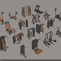 Black and Orange Fitness Equipment With Barbells Weight Benches Elliptical Machines and Dumbbell Racks