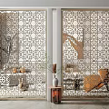 Modern Decorative Room Divider With Intricate Geometric Pattern For Living Room Interior