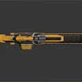 Yellow And Black Mechanical Weapon With Metallic Structure Long Barrel And Complex Parts