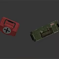 Green Military Weapon Storage Case With Red Cross Medical Box Design