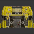 Yellow Futuristic Sci Fi Vehicle with M51 Label Blue Lights and Rusty Metal Texture