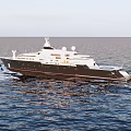 Luxury Modern Yacht Sailing On Open Sea With Spacious Deck And Platform