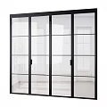Modern Sleek Hinged Doors With Black Frames And Clear Glass Panels