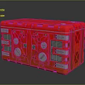 Red Vintage Industrial Machinery With Round Knobs Metal Panels And Vent Grilles