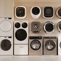 Stylish Washing Machines With Various Modern Designs Display In Home Showroom