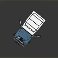 Blue Small Off Road Vehicle With Open Hood Roof Rack And Red Interior Item