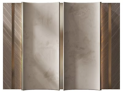 Elegant Modern Background Wall With Beige Panels And Brass Decorative Strips 3d model