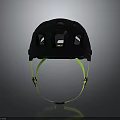 Stylish Dark Blue Sports Helmet with Neon Green Straps and Ventilated Design