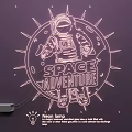 Space Adventure Themed Neon Lamp Combination with Astronaut Figure and Sunburst Patterns