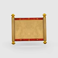 Ancient Decorative Scroll With Golden Rods And Red Ornate Borders On Blank Parchment