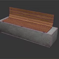 Stylish Outdoor Furniture Bench With Wooden Slats And Concrete Base Design