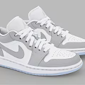 White Gray Air Jordan Low Top Shoes with Nike Swoosh Jumpman Logo Light Blue Sole