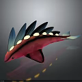 Vibrant Pink Fish with Blue Fins Yellow Spots and Blue Tail Design