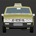 Yellow Taxi With Black And White Checkered Pattern And Taxi Sign On Top