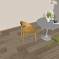 Modern leisure table and chair combination negotiation table and chair floor lamp vase floral blinds curtain 3d model