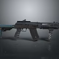 Modern Tactical Weapon Design With Scope Magazine And Black Blue Details