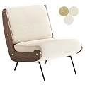 Modern Accent Chair With Light Beige Fabric Walnut Wood Frame And Black Metal Legs