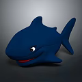 Cute Blue Shark Plush Toy With Cartoon Design Smiling Face And Red Mouth