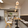 Modern Café Interior With Open Bar Counter Hanging Lights And Coffee Beans