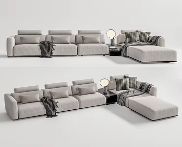 Modern corner sofa multiplayer sofa 3d model