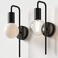 Modern Wall Lamps With Black Base And White Transparent Shades Mounted On White Wall