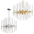 Modern Elegant Chandelier with Transparent Long Tubes and Gold Metal Frame Candle Bulbs Design
