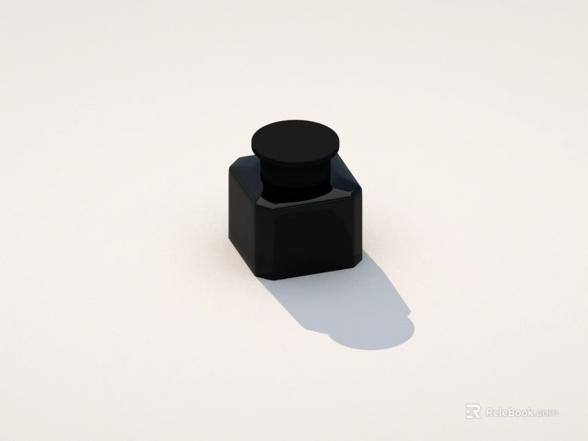 Small Black Square Container With Round Lid On White Background 3d model 