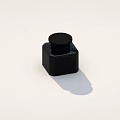 Small Black Square Container With Round Lid On White Background 3d model