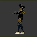Game Movie Character Wearing Tactical Armored Suit And Helmet Holding Assault Rifle