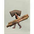 Game and Movie Character Carrying Sack Wearing Glasses Brown Sleeveless Top Gray Pants Holding Cloth