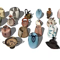 Ceramic Vessels Collection Including Vases Jars Bowls With Diverse Colors And Textured Designs