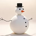 Garden Ornament Snowman with Black Top Hat Orange Carrot Nose Twig Arms And Black Buttons