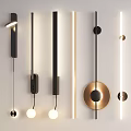 Modern Stylish Wall Lamps With Slim Linear And Sphere Designs In Black Gold Metal