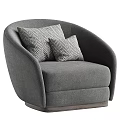 Cream Colored Plush Fabric Accent Chair with Two Herringbone Pattern Cushions and Curved Design