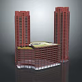 Modern Commercial Complex With Twin Towers Podium Building And Green Roof Design