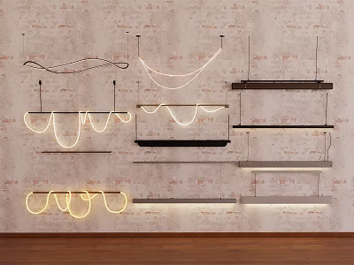 Modern chandelier combination office chandelier strip chandelier restaurant chandelier rope chandelier 3d model