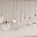 Stylish Modern Pendant Lights Showcasing Various Designs Hanging On Light Wall 3d model