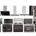 Modern Stainless Steel Kitchen Appliances Featuring Range Hoods Gas Stoves And Ovens