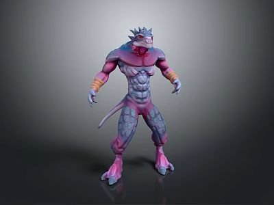 Game Movie Character Featuring Muscular Body Scaled Skin Horned Head Tail And Clawed Feet 3d model
