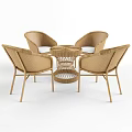 Stylish Woven Rattan Outdoor Table with Matching Chairs Set for Patio Garden Use