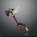 Flaming Fantasy Weapon Design With Purple Red Handle And Golden Chain Elements