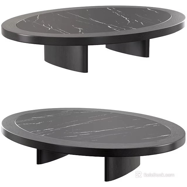 Modern Round Coffee Table With Marble Top And Sleek Minimalist Base Design 3d model