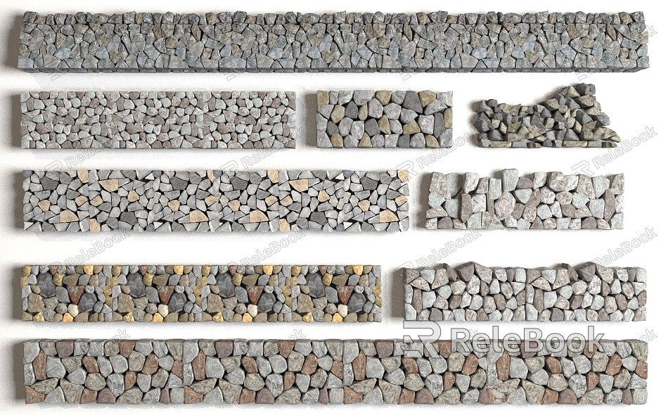 Landscape stone wall model