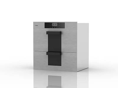 Modern Built-in Kitchen Appliance With Silver Black Design Double Door And Digital 3d model