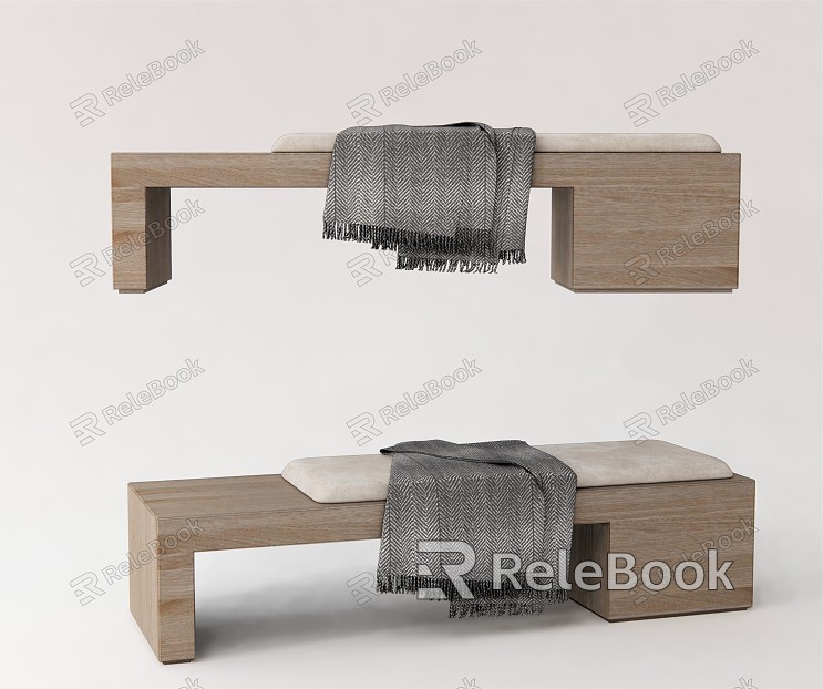 Modern Bed End Stool Log Shoe Stool Low Stool Bench Casual Blanket Blanket Foot model